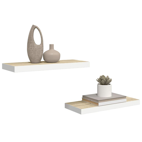Schweberegale 2er Set Eiche/Weiß 60cm