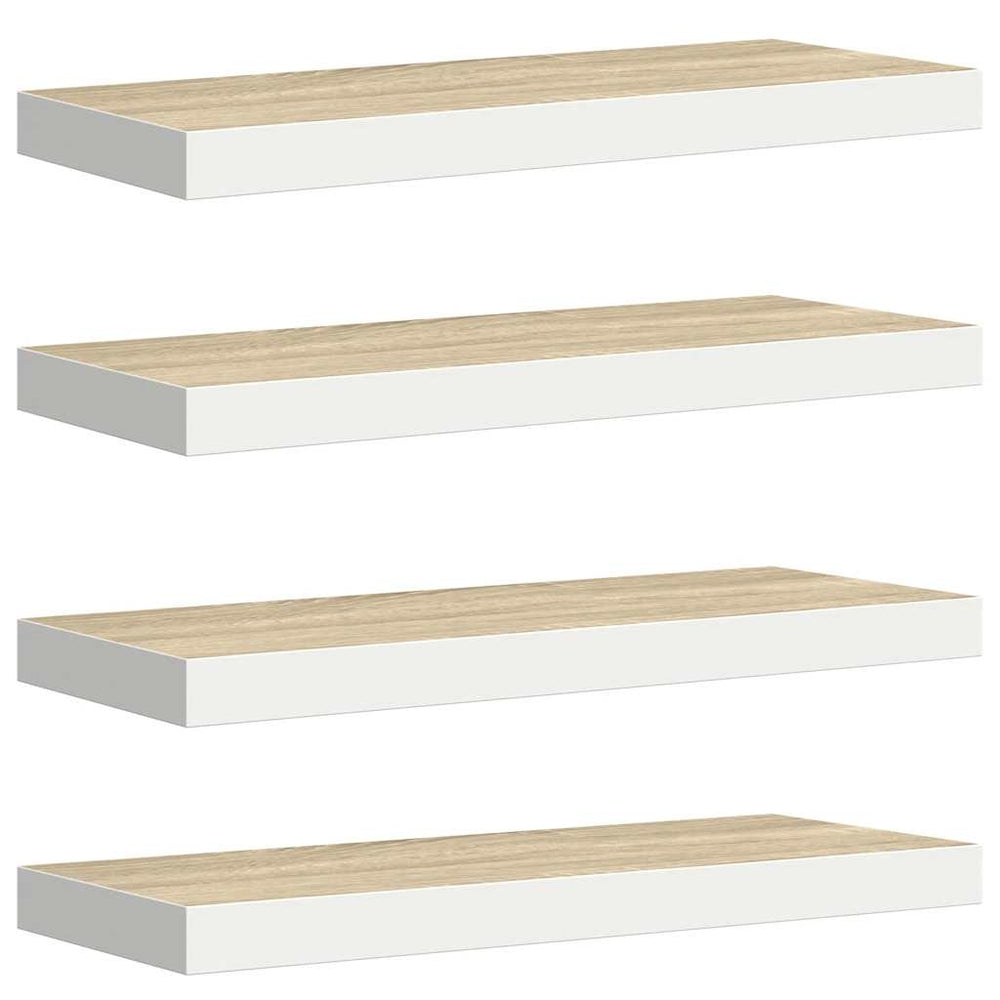 vidaXL Étagères flottantes 4 pcs aspect chêne et blanc 60x23,5x3,8 cm MDF