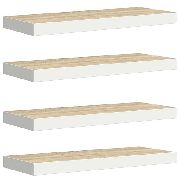 Schweberegale 4er Set, Eiche & Weiß, 60cm