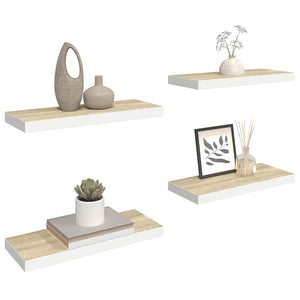 Schweberegale 4er Set, Eiche & Weiß, 60cm
