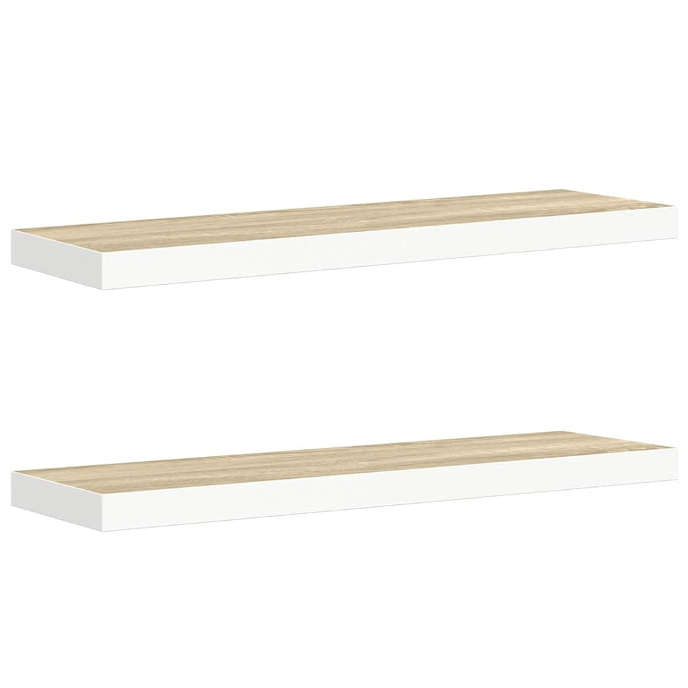 vidaXL Étagères murales 2 pcs Aspect chêne et blanc 80x23,5x3,8 cm MDF