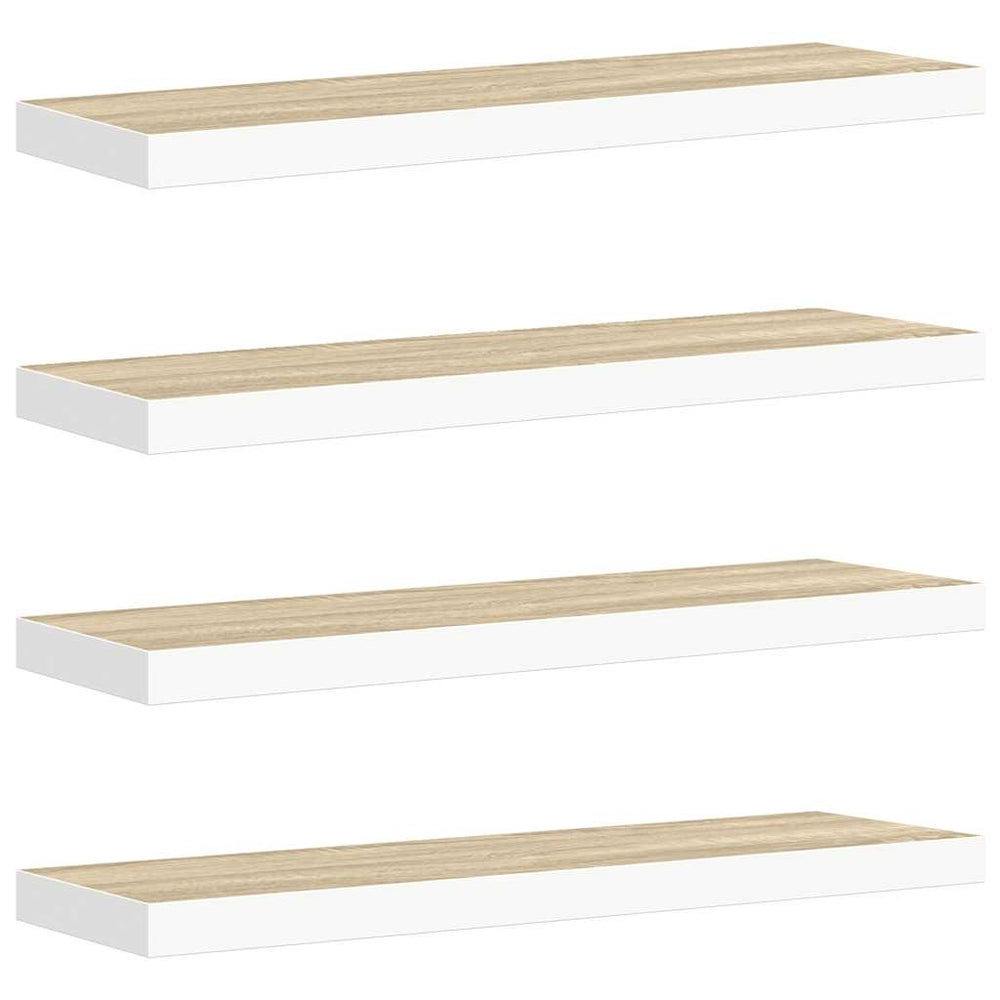vidaXL Étagères flottantes 4 pcs aspect chêne et blanc 80x23,5x3,8 cm MDF