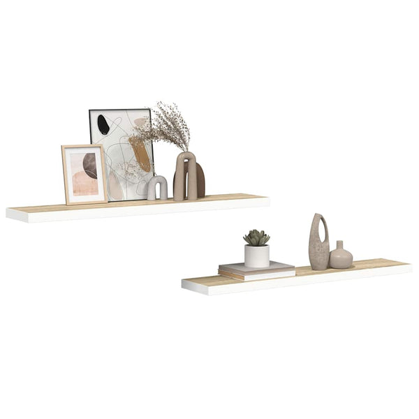 Schweberegale 2er Set Eiche & Weiß 120cm