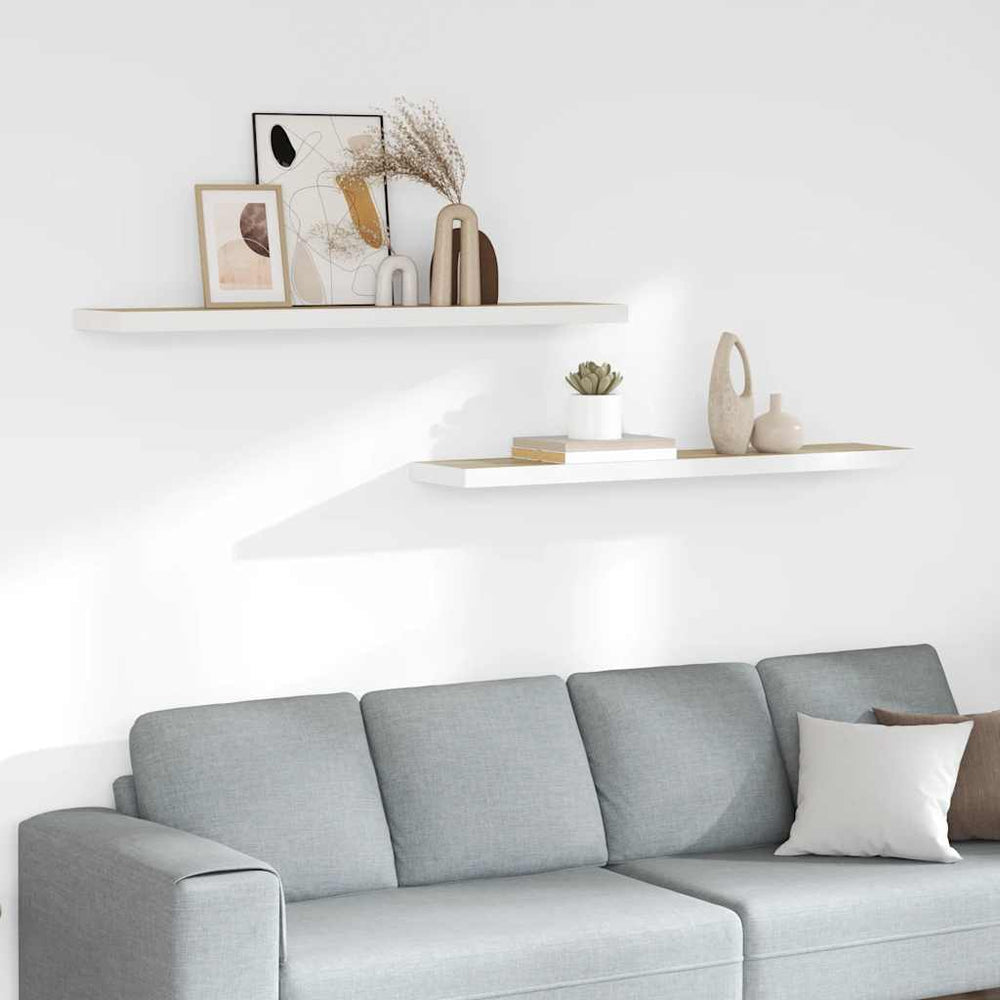 vidaXL Étagères murales 2 pcs Aspect chêne et blanc 120x23,5x3,8 cm MDF