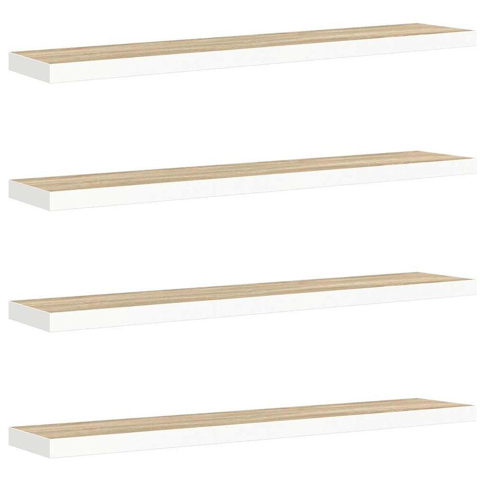 vidaXL Étagères murales flottantes 4 pcs aspect chêne et blanc 120x23,5x3,8 cm MDF