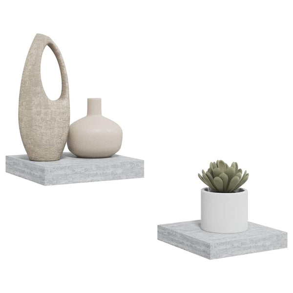 Betongraue Schweberegale, 2er-Set