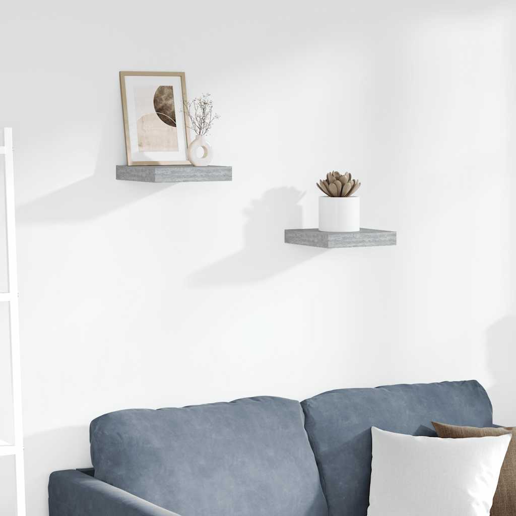 Betongraue Schweberegale, 2er-Set
