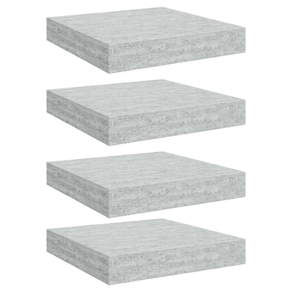 Betongraue Schweberegale, 4er-Set