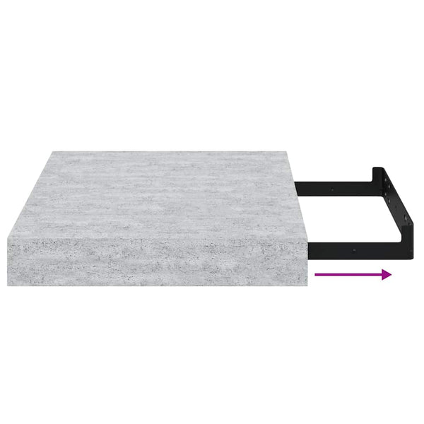 Betongraue Schweberegale, 4er-Set