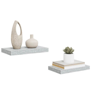 Betongraue Schweberegale, 2er-Set
