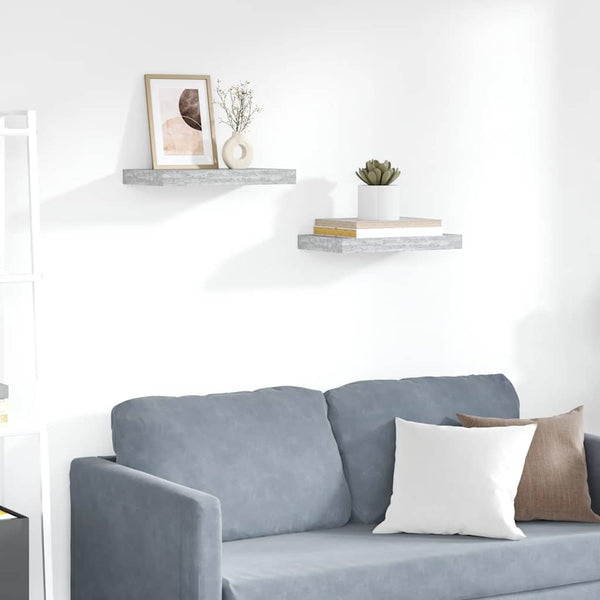 Betongraue Schweberegale, 2er-Set