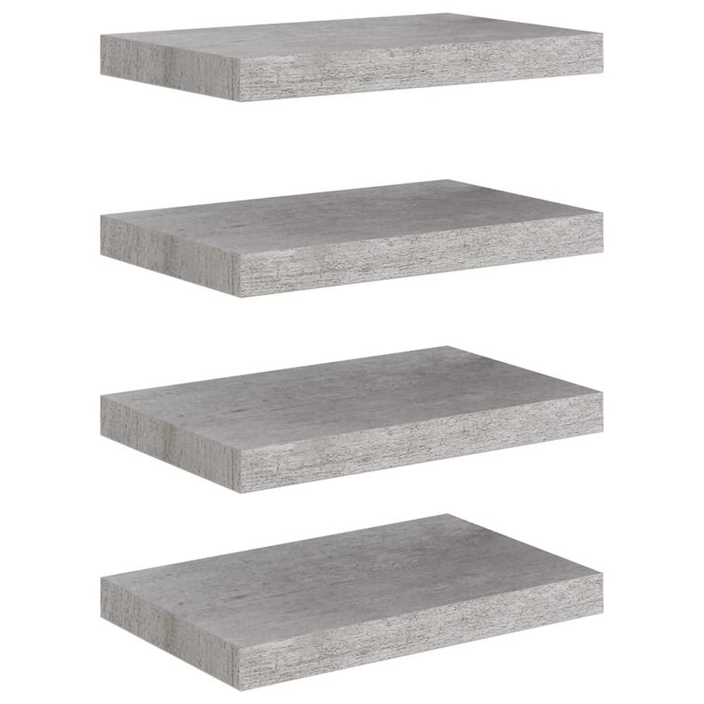 vidaXL Étagères flottantes 4 pcs Gris béton 40x23x3,8 cm MDF