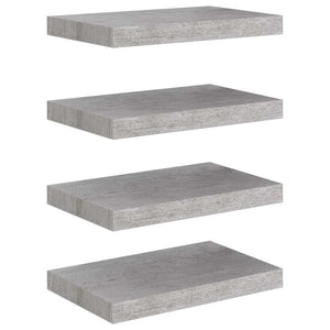 Betongraue Schweberegale, 4er-Set
