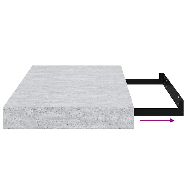 Betongraue Schweberegale, 4er-Set