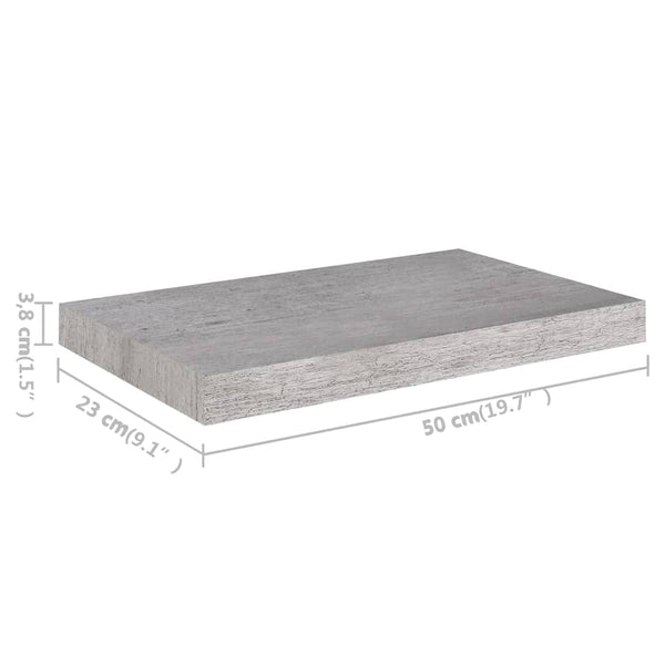 Betongraues Schweberegal, 50 cm