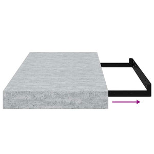 Betongraue Schweberegale, 2er Set