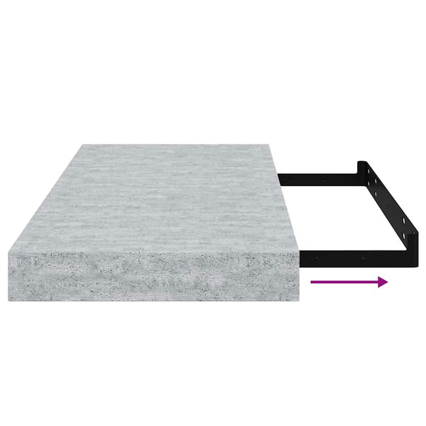 Betongraue Schweberegale, 2er Set