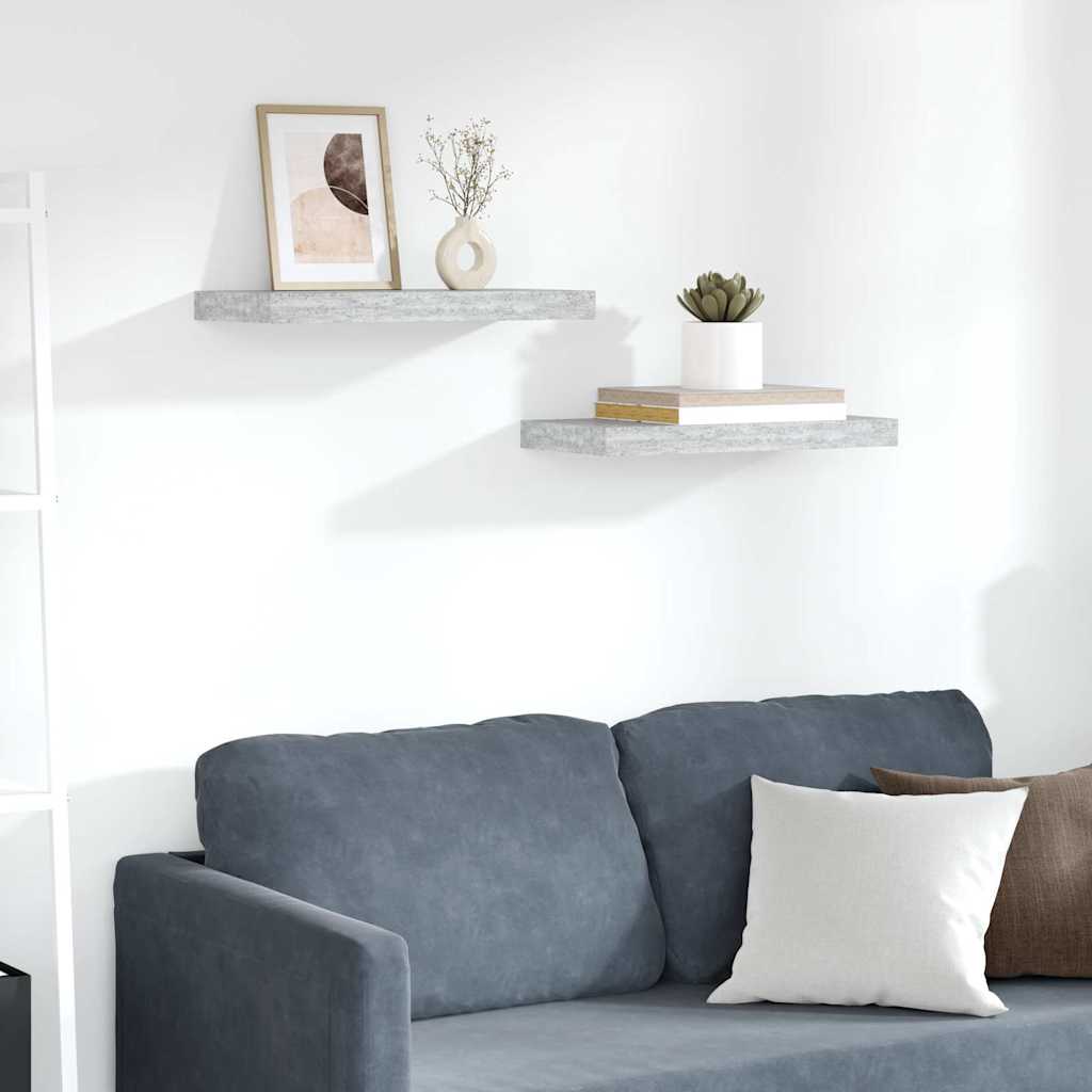 Betongraue Schweberegale, 2er Set