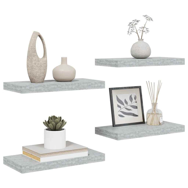 Schweberegale 4er Set Betongrau 50 cm