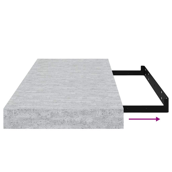 Betongraue Schweberegale, 2er-Set