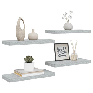 Betongraue Schweberegale, 4er Set