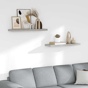 Betongraue Schweberegale, 80 cm, 2er-Set