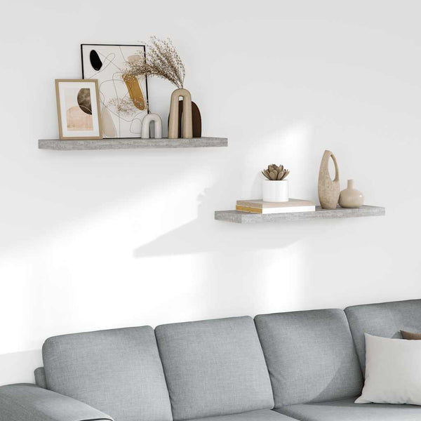 Betongraue Schweberegale, 80 cm, 2er-Set