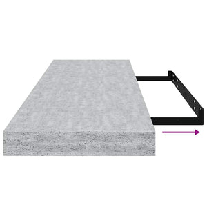 Betongraue Schweberegale, 80 cm, 2er-Set