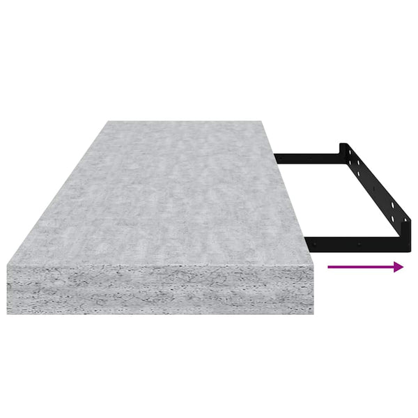 Betongraue Schweberegale, 80 cm, 2er-Set