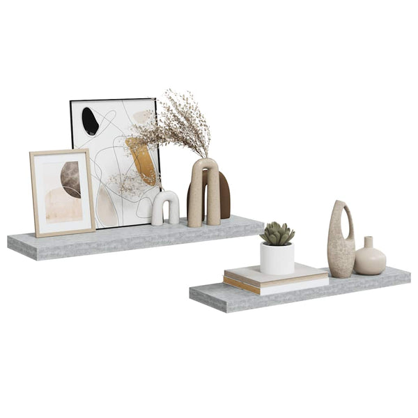 Betongraue Schweberegale, 80 cm, 2er-Set