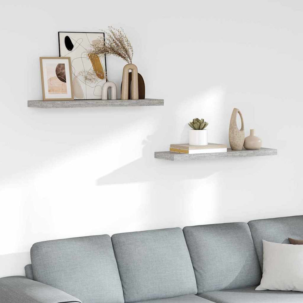 Betongraue Schweberegale, 80 cm, 2er-Set