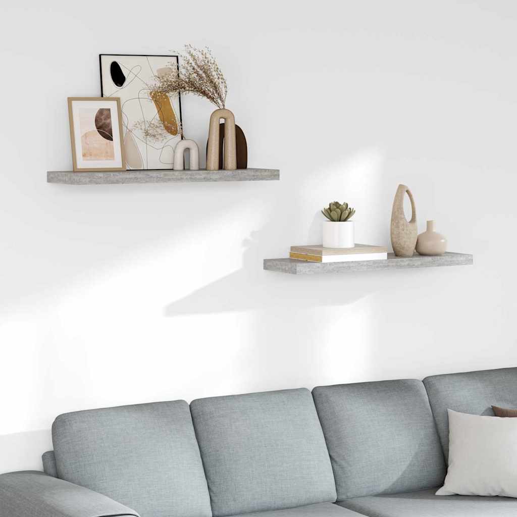 Betongraue Schweberegale, 80 cm, 2er-Set