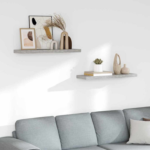 Betongraue Schweberegale, 80 cm, 2er-Set
