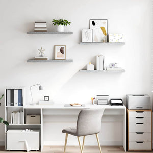 Betongraue Schweberegale, 4er-Set, 80 cm