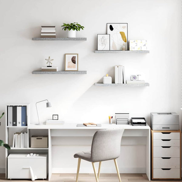 Betongraue Schweberegale, 4er-Set, 80 cm