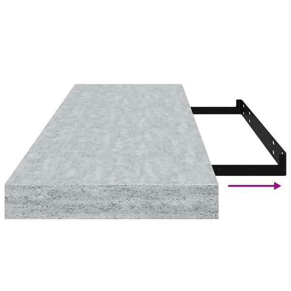 Betongraue Schweberegale, 4er-Set, 80 cm