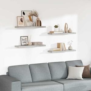 Betongraue Schweberegale, 4er-Set, 80 cm