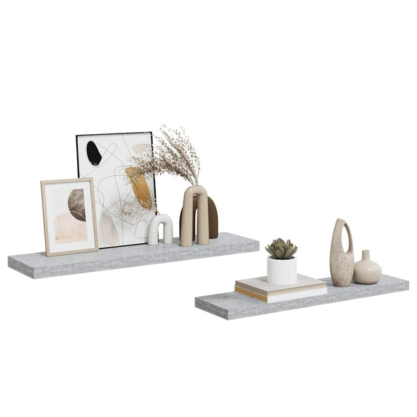 Betongraue Schweberegale, 2er Set
