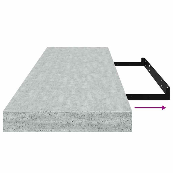 Betongraue Schweberegale, 2er Set