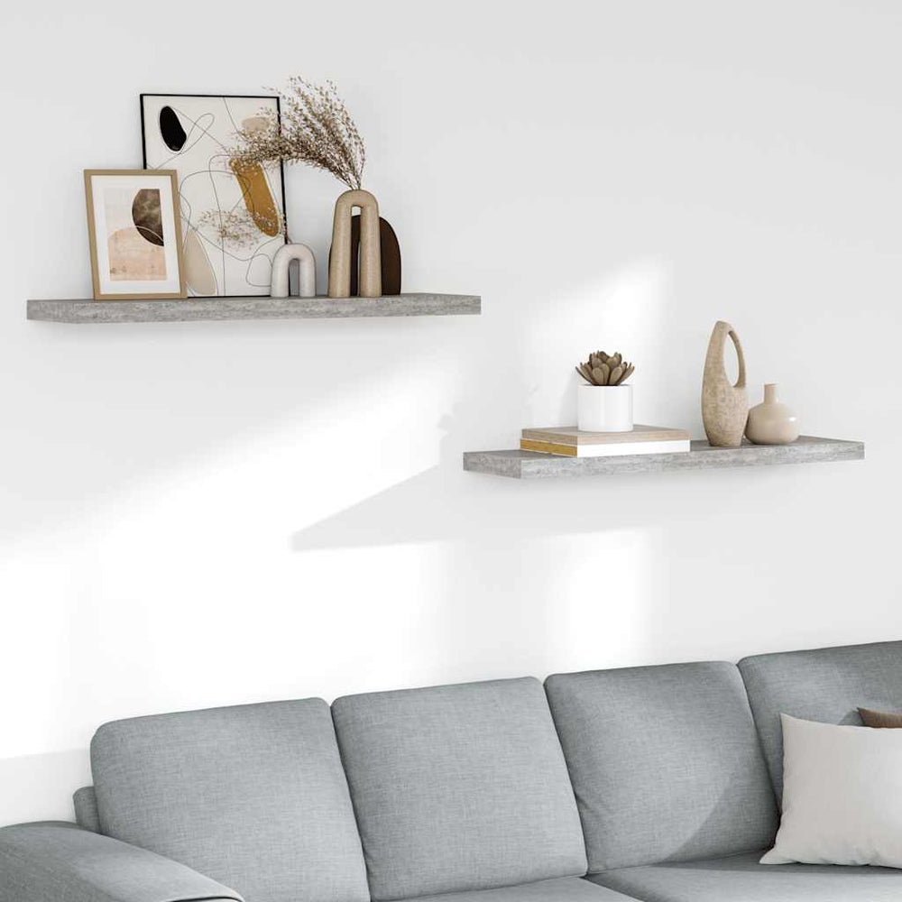 Betongraue Schweberegale, 2er Set