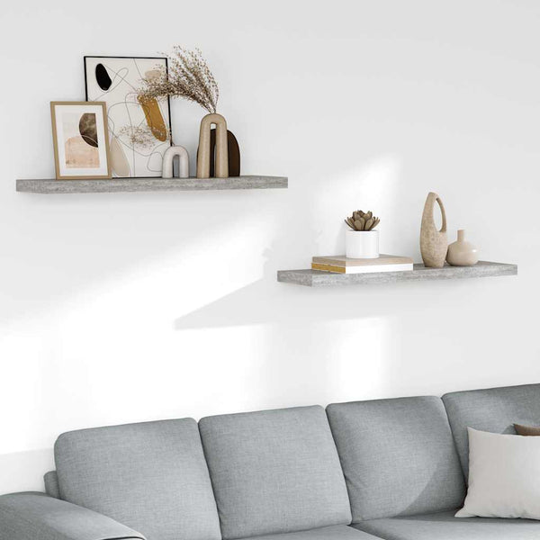 Betongraue Schweberegale, 2er Set