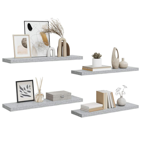 Betongraue Schweberegale, 4er-Set – 90 cm