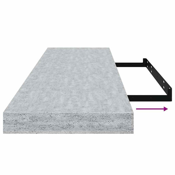 Betongraue Schweberegale, 4er-Set – 90 cm