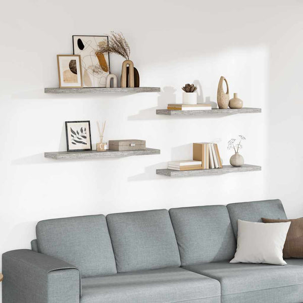 Betongraue Schweberegale, 4er-Set – 90 cm