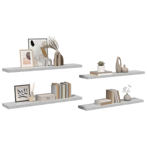 Betongraue Schweberegale, 4er-Set