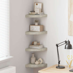 Eck Wandregale Betongrau, 4er Set