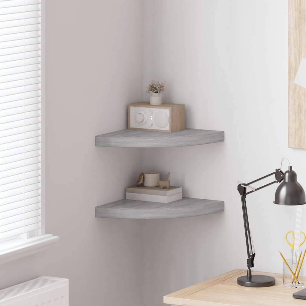 Betongraue Eck-Wandregale, 2er Set