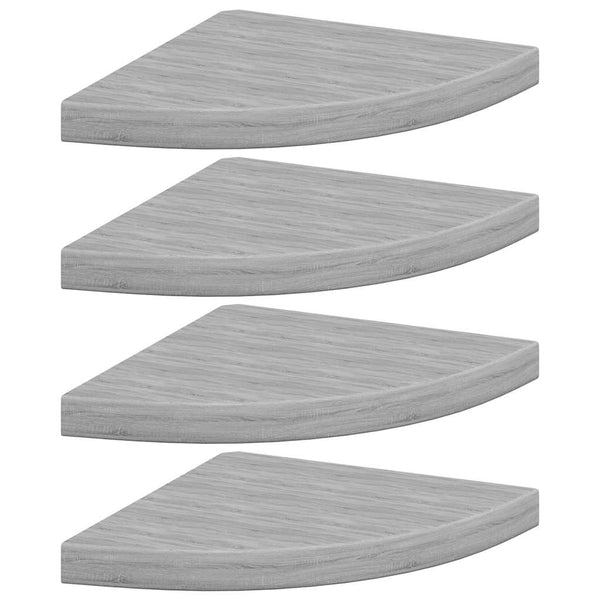 Eck-Wandregale, Betongrau, 4er-Set