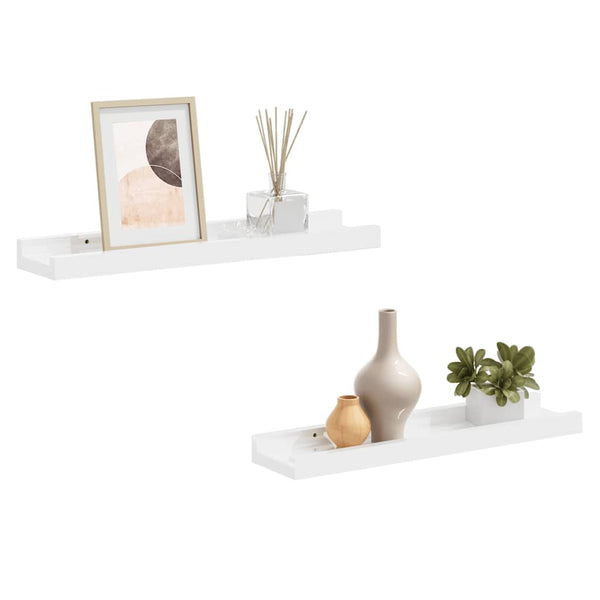 Wandregale, 2er Set, Hochglanz Weiß, 40cm