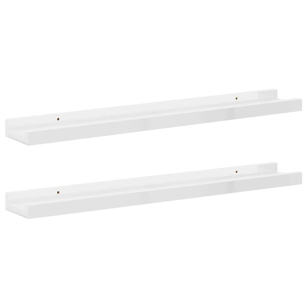 Wandregale, 60 cm, Hochglanz Weiß, 2er-Set
